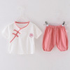 Shirt for boys, summer set, children's summer clothing, cotton and linen, Korean style, children's clothing