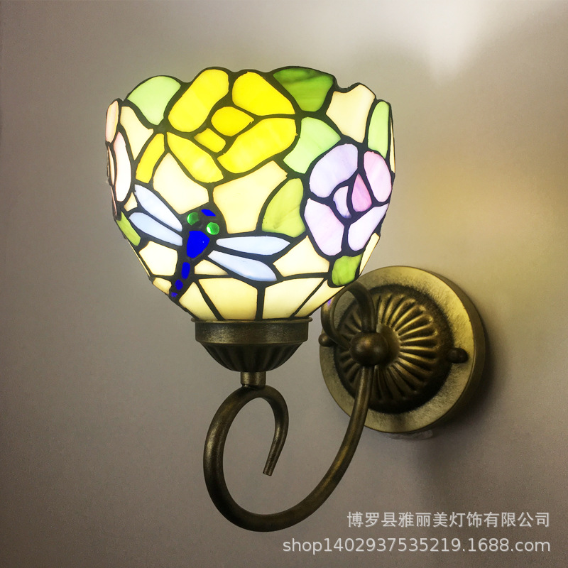 Baohua Tiffany moderno color minimalista lámpara de pared dormitorio lámpara de noche pasillo de estilo europeo salón lámpara de pared de fondo