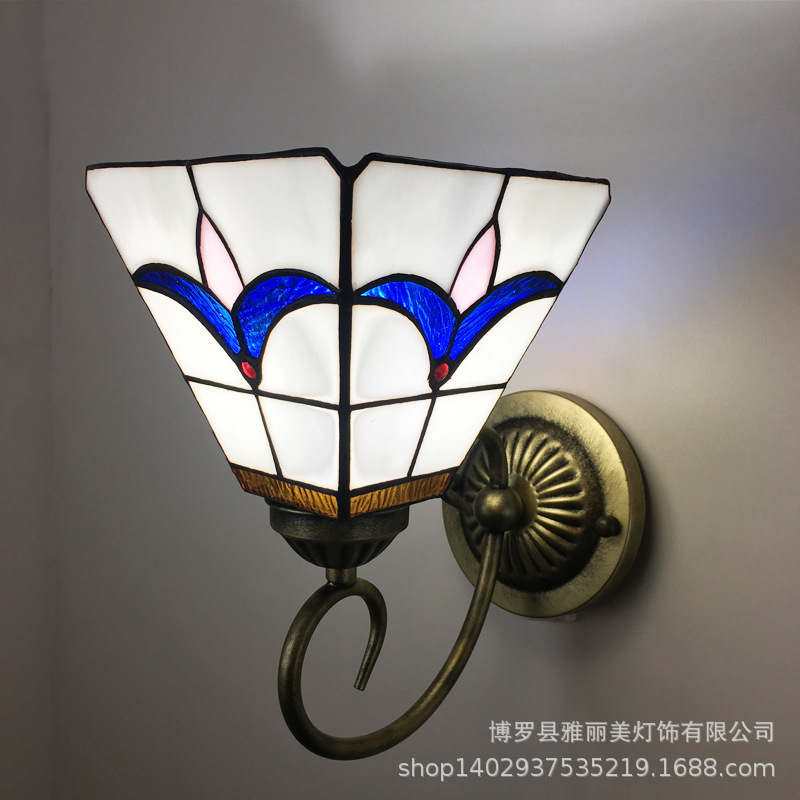 Baohua Tiffany moderno color minimalista lámpara de pared dormitorio lámpara de noche pasillo de estilo europeo salón lámpara de pared de fondo