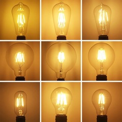 LED filament light G80 Edison LED bulb E27 screw base retro filament imitation warm light ST64 bulb glass
