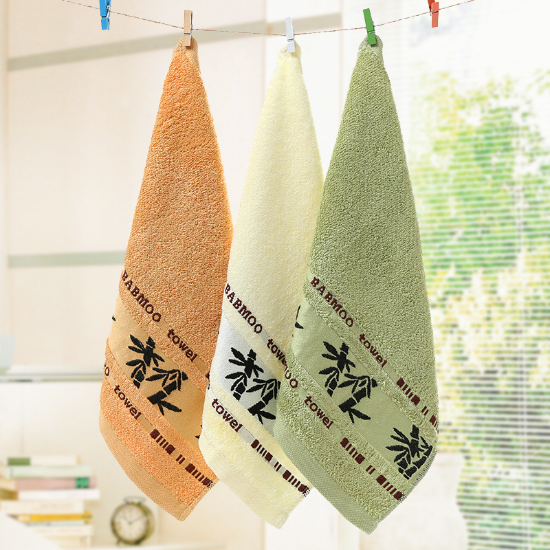Black Bamboo Jacquard Bamboo Fiber Square Face Wash Towel Soft Absorbent Square Towel Bathroom Kitchen Hand Towel Cross-Border