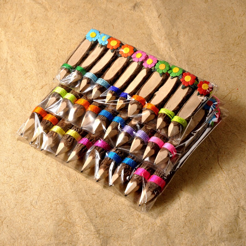 Thailand Wooden Lead Core Pen Decorative Wooden Pencil Kids Gift Bark Color Brush Creative Keychain