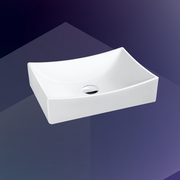 Lavabo Hengying, lavabo artístico de forma irregular, simple y elegante, de cerámica blanca, estilo nórdico, para uso en hoteles, hogares y apartamentos pequeños. image 1