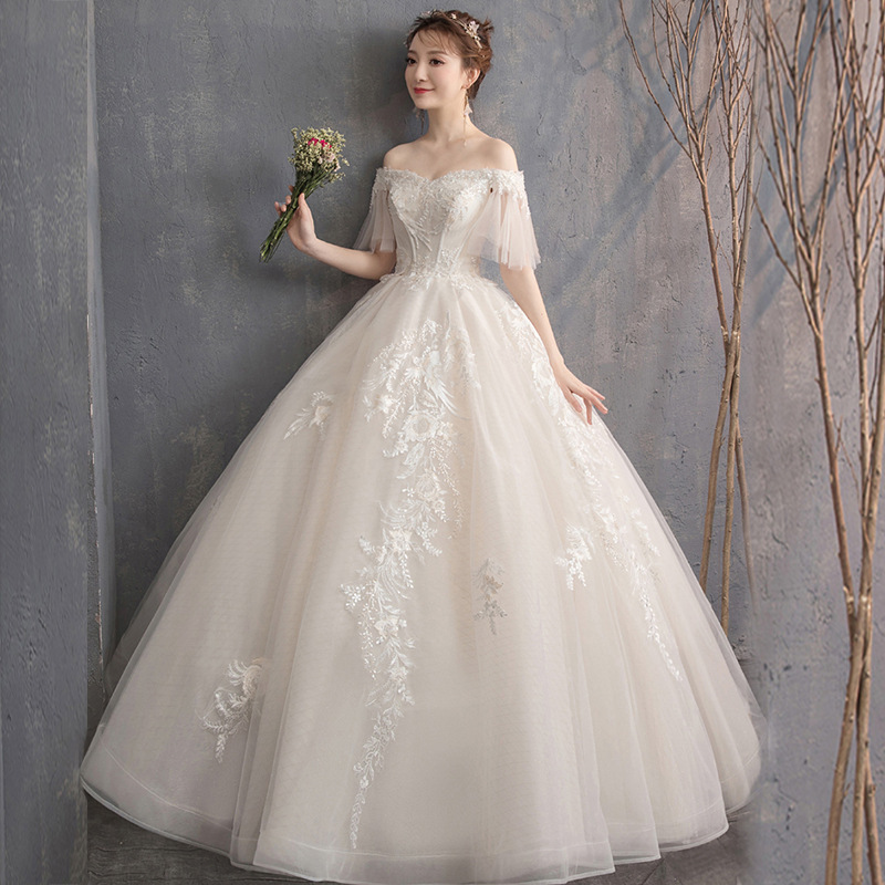 Light main wedding dress 2025 new bride pregnant women off-shoulder simple princess French Hepburn super fairy plus size women Light main wedding dress 2025 new bride pregnant women off-shoulder simple princess French Hepburn super fairy plus size women
