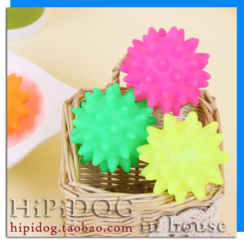 Bola de juguete de erizo de mar colorido entrenamiento de mascotas bola hueca cachorro juguete de sonido perro pequeño molar suministros al por mayor