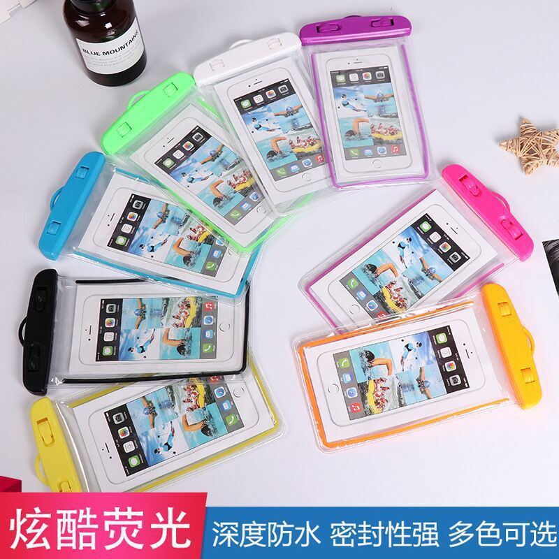 New luminous pvc mobile phone waterproof bag snorkeling diving case universal swimming photo touch screen waterproof case rainproof batch
