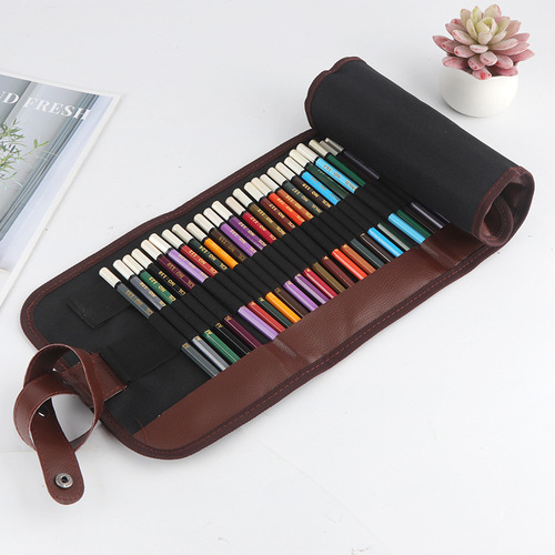 36-color pen curtains for colored pencils, 48-color pen curtains, pencil canvas pencil bags, student art professional pen curtains wholesale