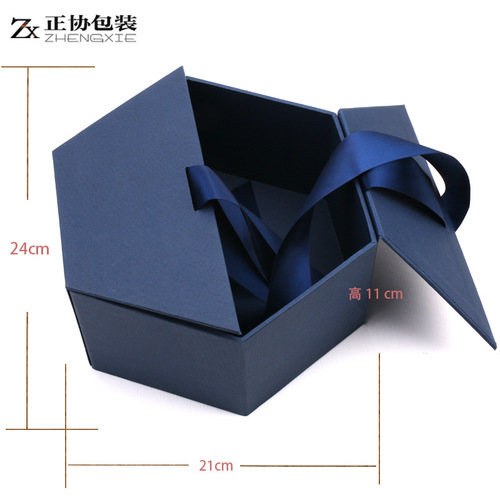 Exquisite hexagonal gift box for Women's Day, birthday cosmetic makeup packaging box, popular wedding butterfly bow gift box