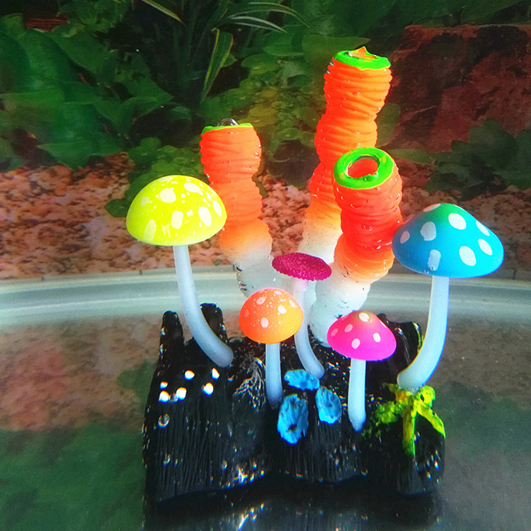 Tanque de peces simulación perezoso falso coral planta acuario paisaje decoración plástico suave paisaje luminoso