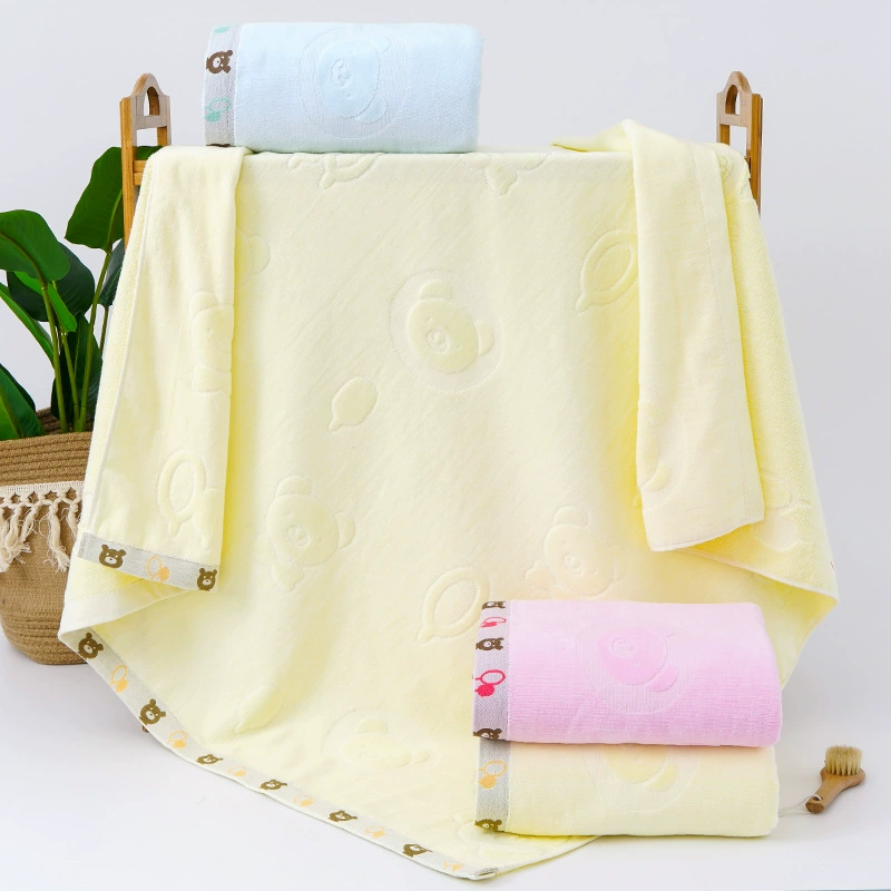 Cotton cartoon children's soft bath towel for kindergarten, wholesale