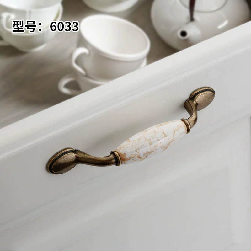 Фабричная прямой продажа европейская мраморная паттерн дверная фурнитураCeramic ручка антикварная мебель карман дверца выдвижной ручка