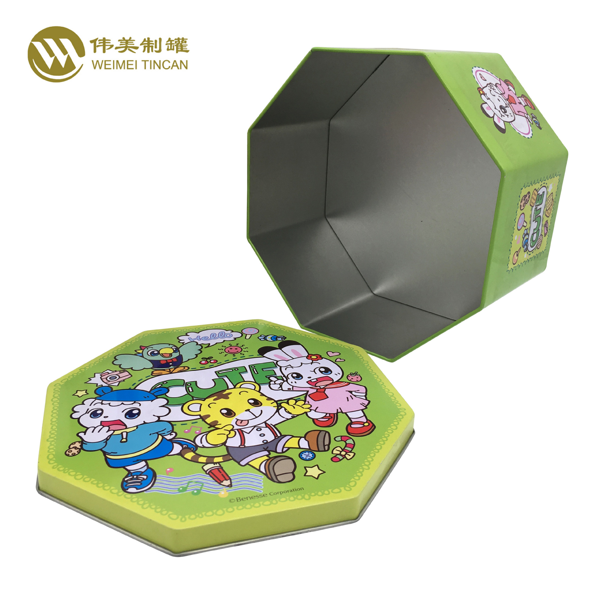 八角形铁罐圣诞节礼品包装罐马口铁儿童橡皮泥收纳文具铅笔八角罐
