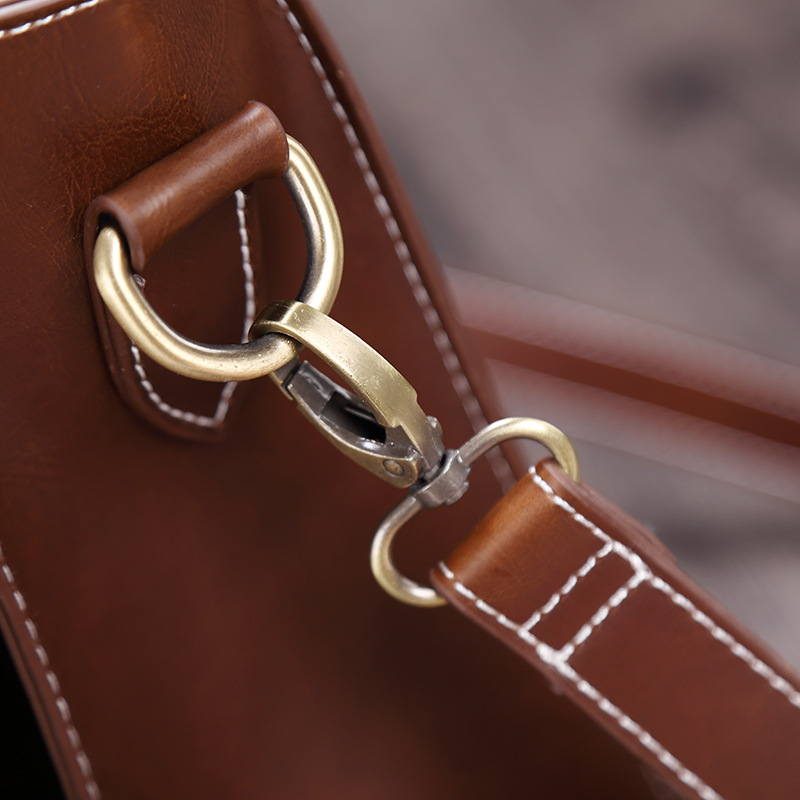 Neue Business Crazy Horse PU Aktentasche Herren Einzel-Schulter-Umhängetasche Halbstrukturierte horizontale Handtasche für Männer_voghion.com