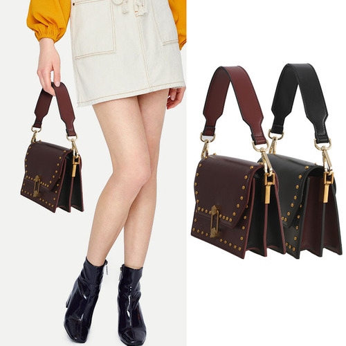 Handbag strap new style solid color black fashion versatile brand purchasing bag shoulder strap bag strap accessories