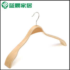 厂家直批家居衬衫木衣挂镀铬圆钩层积衣架宽肩西装架防滑挂衣架