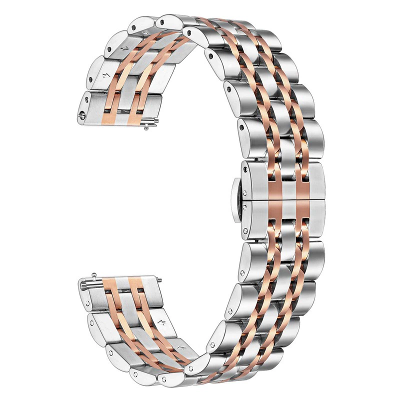 Для Samsung Galaxy Watch Семь бусин Твердая нержавеющая сталь Бабочка Пряжка Ремешок Сменная цепочка для часов Аксессуары
