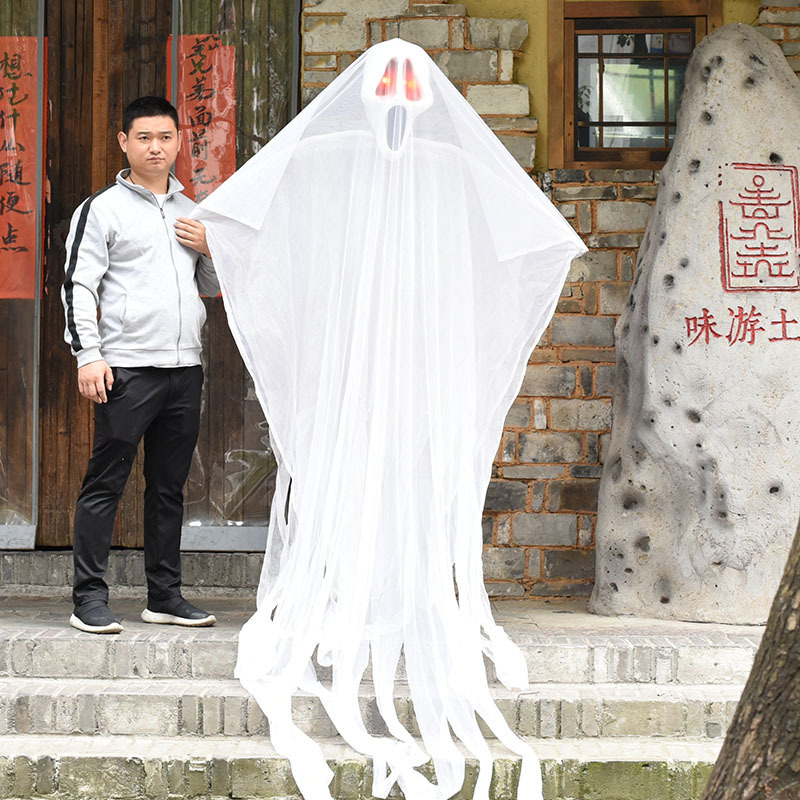 Foreign Trade Spot Halloween Props Haunted House Bar Decoration Electric Scream Mask 3 m Large Hanging Ghost Hanging Ornaments Door Curtain