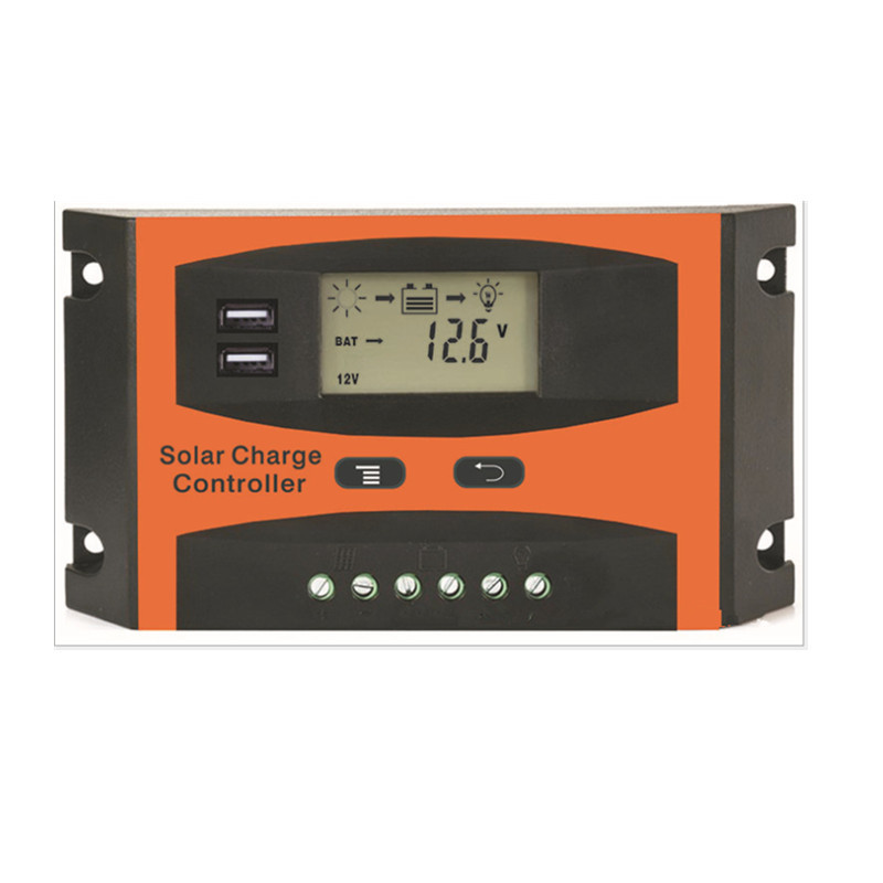 Controlador de carga solar 12V 24V 20A con doble USB regulador inteligente