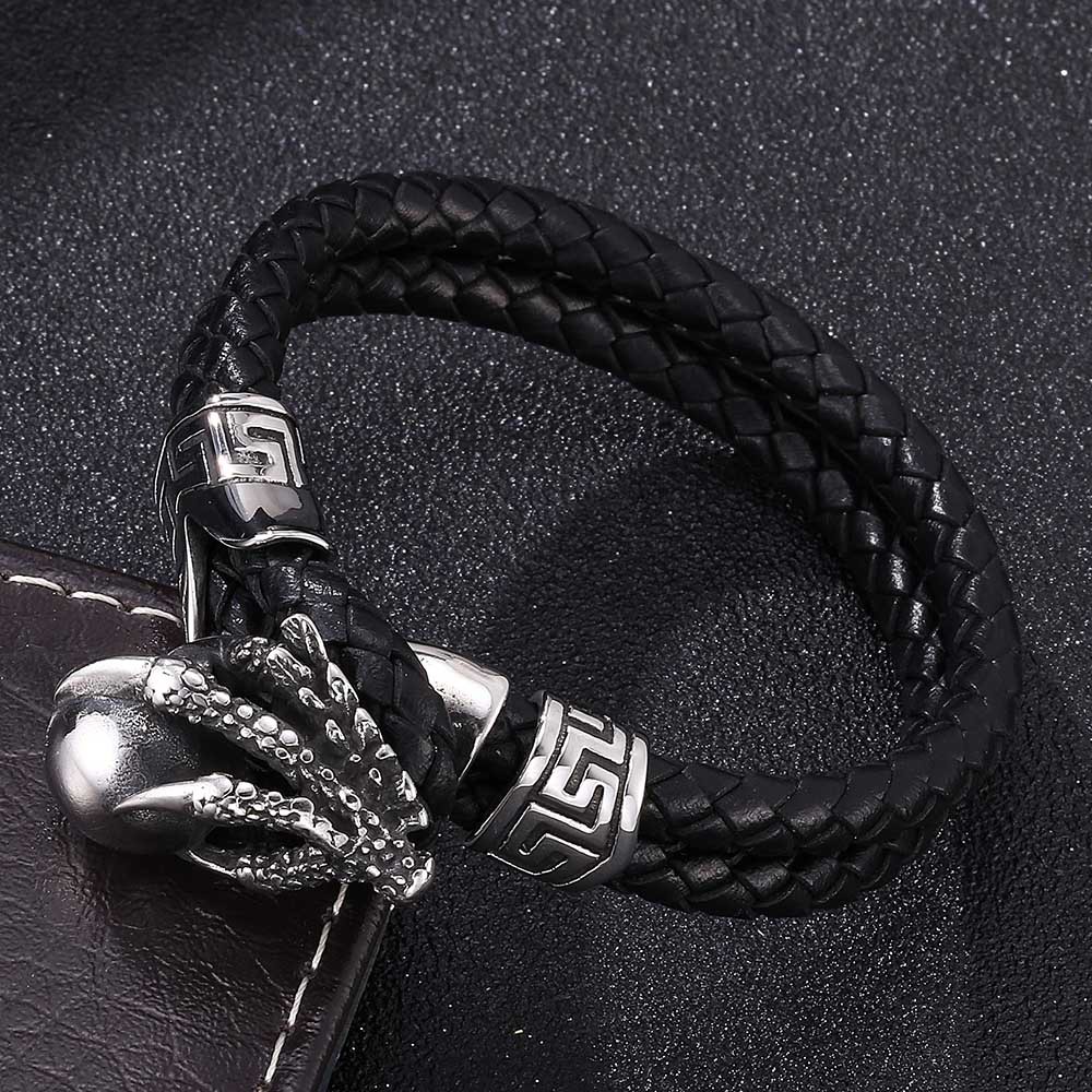 elite woven retro trend black bracelet stainless steel