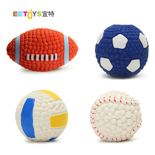 Yite latex pet toy ball sports ball dog teeth grinding and cleaning sound toy pet rugby football