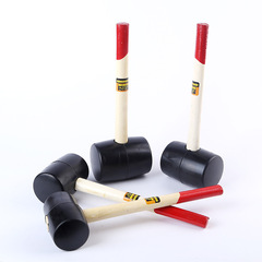 Rubber hammer stone cow black hammer rubber hammer wooden handle round head plastic anti-vibration installation special rubber hammer for fragile materials