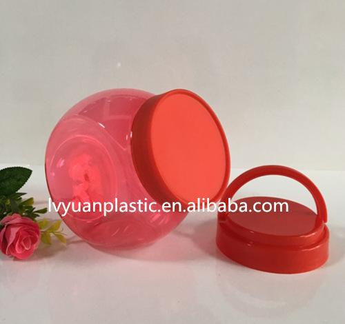 供应1250ml斜口塑料糖果罐 红色透明文具包装瓶 食品包装容器
