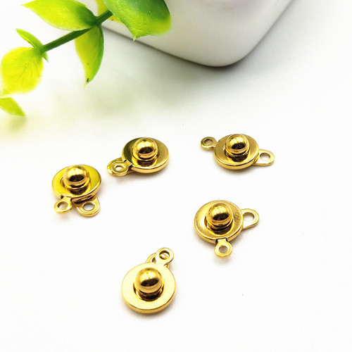 Vacuum electric 18K gold steel snap buckle bracelet necklace buckle round buckle diy handmade accessories jewelry buckle