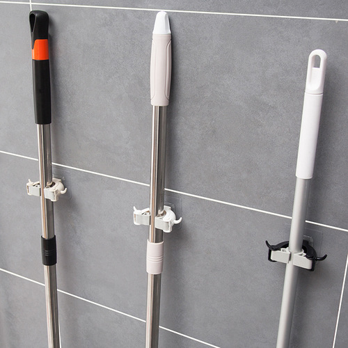 Wall-mounted horn mop clip creative hook seamless adhesive mop holder broom holder bathroom kitchen storage and organization