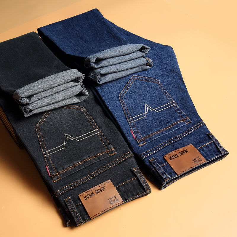 Classic Explosive Jeans Men's Elastic Small Straight Slim Jeans Simple All-match Handsome Jeans Men's