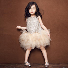 韩版女童蓬蓬网纱裙夏季新款小女孩礼服裙蛋糕裙蕾丝宝宝裙子表演