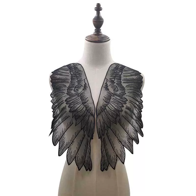 Embroidered Wing Lace Applique (Euogen), Water-Soluble Net Base, DIY Feathers — Multi Colors
