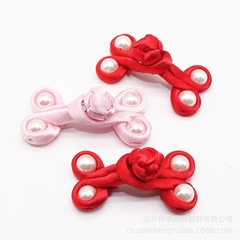 Ensemble of Pearl Embroidery Buttons - Hand-Stitched Traditional Chinese Decorative Buttons - Vintage Style Button with a Single Pearl - Perfect for Wedding Candy Boxes and Decorations