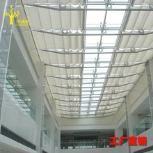 陽光房手動電動FTS滾筒折疊式天棚窗簾DTS折疊天蓬簾商場頂棚