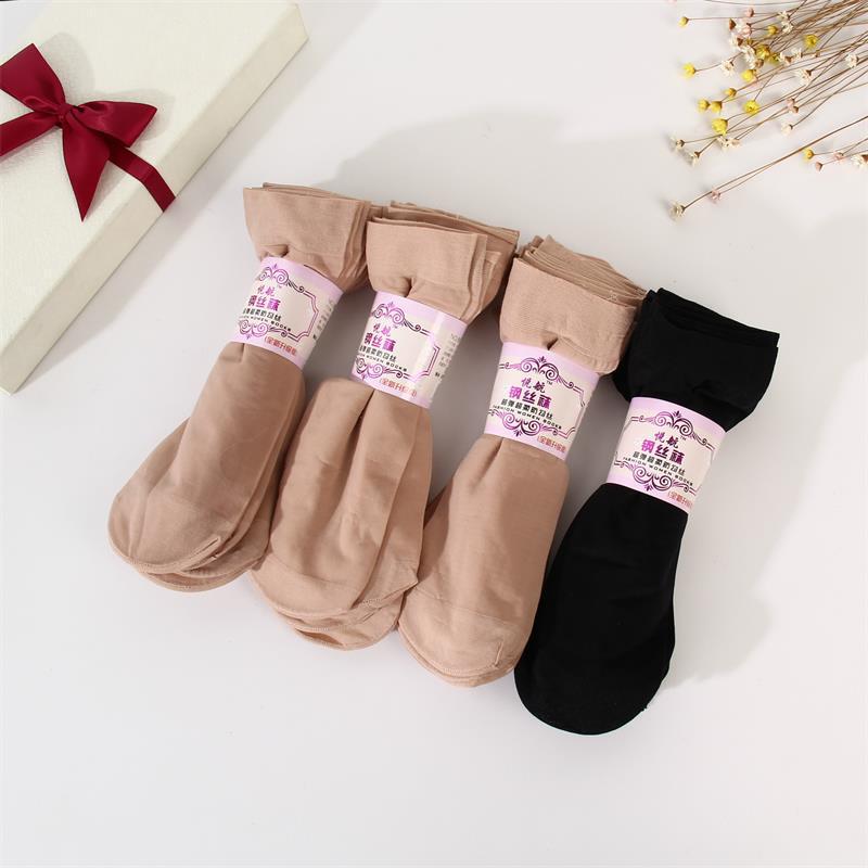 Spring and Summer thin velvet women's short steel wire socks solid color sweat-absorbent pair socks sexy Anti-Slip silk stockings women
