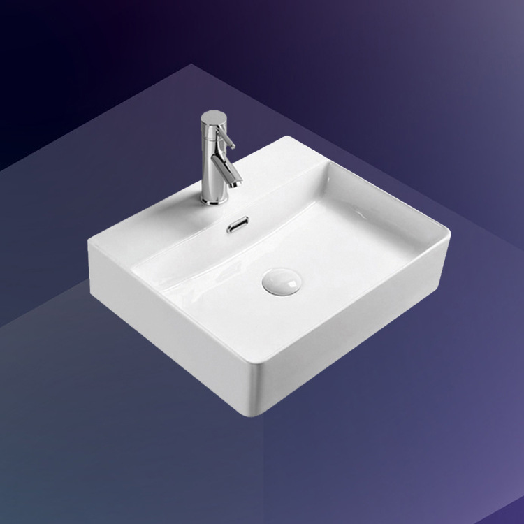 Lavabo Hengying, lavabo artístico, lavabo cuadrado de cerámica con orificio para grifo, lavabo bajo encimera, lavabo de cerámica integrado, lavabo de encimera