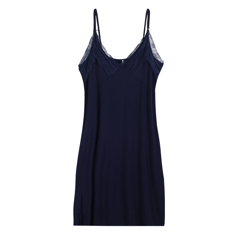 Correa camisón modal primavera/verano sexy encaje pijamas de comercio exterior de longitud media ropa para el hogar entrega de una pieza damas