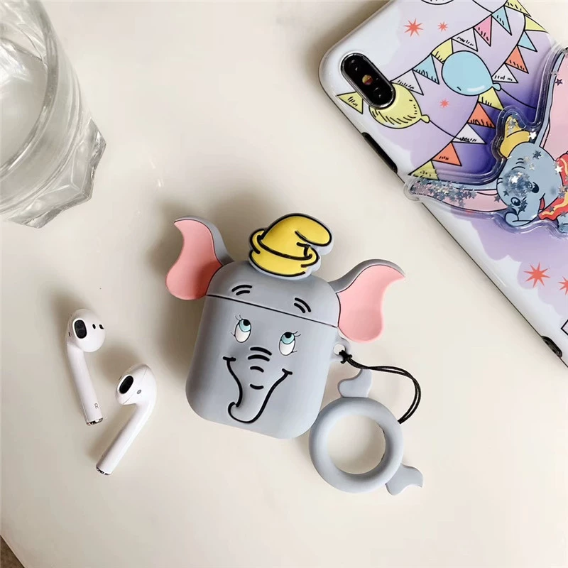 Apple, compatible wireless headphones, protective case, cartoon flying elephant, bluetooth, scale 1:2
