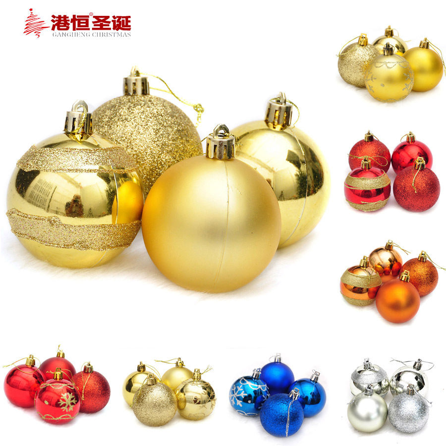 6cm pintado BOLA DE Navidad 4 Pack decoración del árbol de Navidad oro rosa brillante pintado BOLA DE Navidad de plástico mezclado