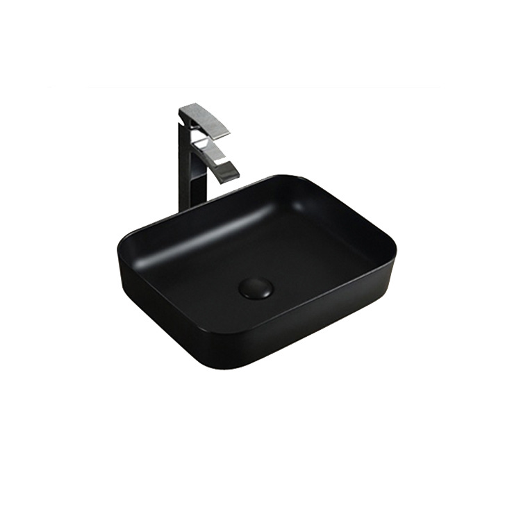 Hengying lavabo Cuenca del arte de cerámica de alta temperatura negro cuadrado Mesa redondeada cuenca estilo Nórdico simple moda