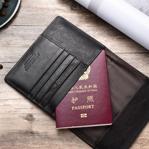 JINBAOLAI Leather Vintage Flight Card Holder Passport Case Passport Book Leather Wallet Card Holder