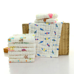 Manufacturer wholesale 6-layer high-density gauze children's towel seersucker towel soft absorbent printed baby face towel