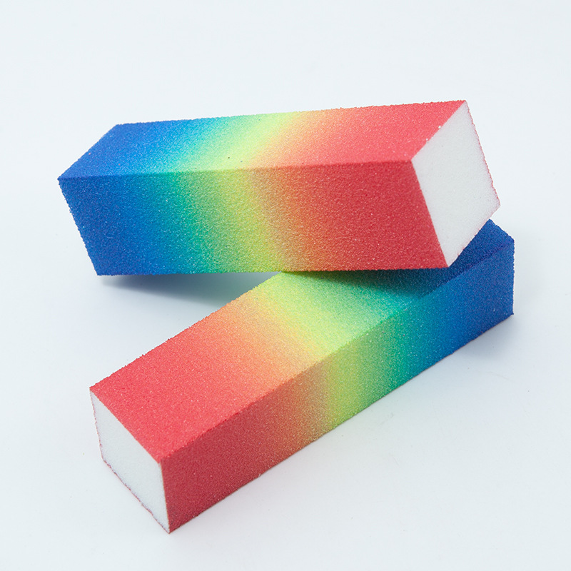 Directo de fábrica de alta elástico de algodón de color bloque de tofu esmerilado arco iris de cuatro cuadrados de reparación de uñas bloque de molienda