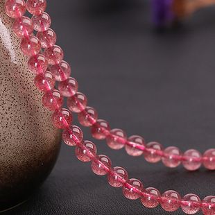 Natural Crystal strawberry Crystal round beads semi-finished loose beads DIY handmade original design bracelet necklace jewelry with beads