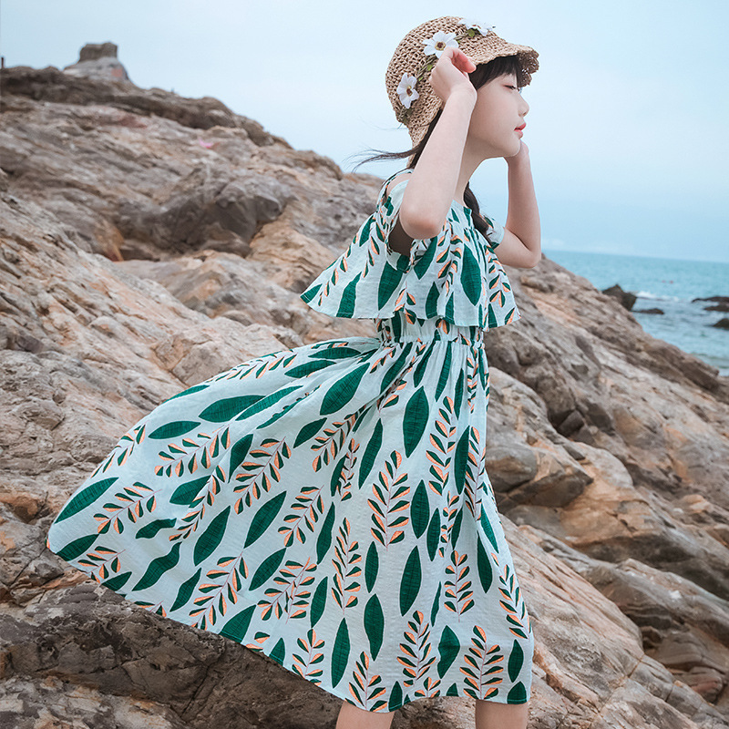 Girls Beach Skirt Seaside Vacation 2025 Summer New Style Super Fashionable Girl Skirt Medium and Large Children's Dress 3238