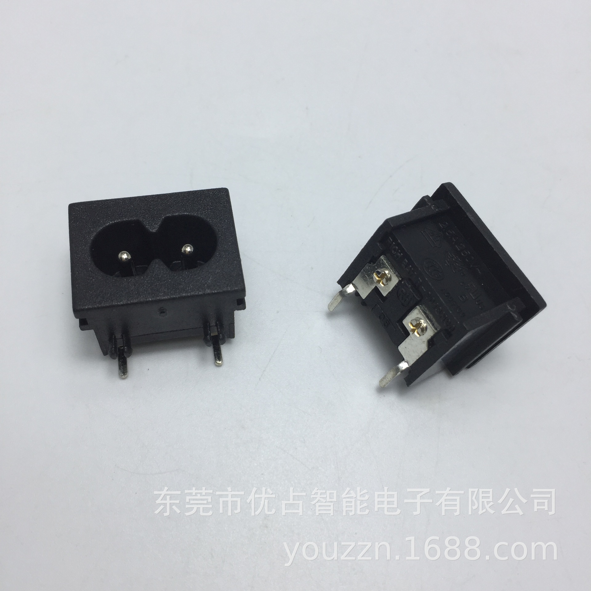 充电器插座 8字尾两芯插板插座 R-201SN90 8字形C8插座 优占智能