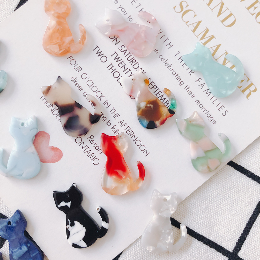 Diyアクセサリー子猫アクリル酢酸手作りアクセサリーイヤリングイヤリングイヤリングペンダントペンダントアクセサリー