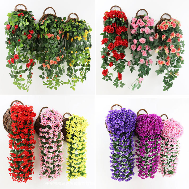Artificial flower wisteria silk flower simulation Violet Rose wall hanging wedding home decorations fake flower imitation Flower Vine Artificial flower wisteria silk flower simulation Violet Rose wall hanging wedding home decorations fake flower imitation Flower Vine