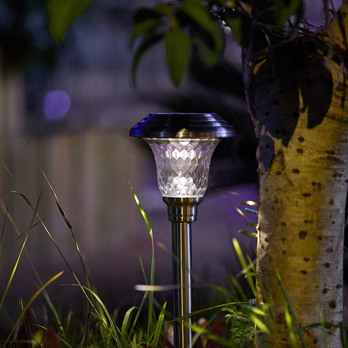 Amazon Hot Selling Double Color Solar Ground Plug Light Outdoor Garden Decoration Lawn Courtyard Glass Lawn Light