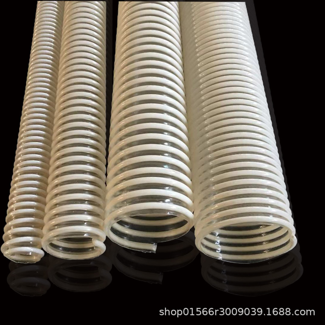 防静电pu塑筋增强软管白色呼吸机螺旋波纹管抛丸机吸尘器吸尘软管