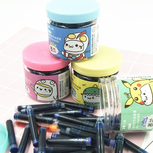 Factory wholesale steel pen cases for students, blue replaceable ink, creative cartoon stationery supplies, prizes and gifts
